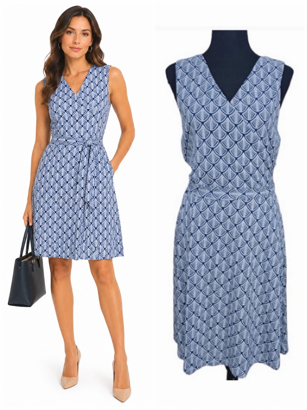 Super Cute NWT 41 Hawthorn Lorene Dress Sz Medium Blue Stitch Fix Casual Comfort